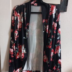 Floral print polyester cardigan